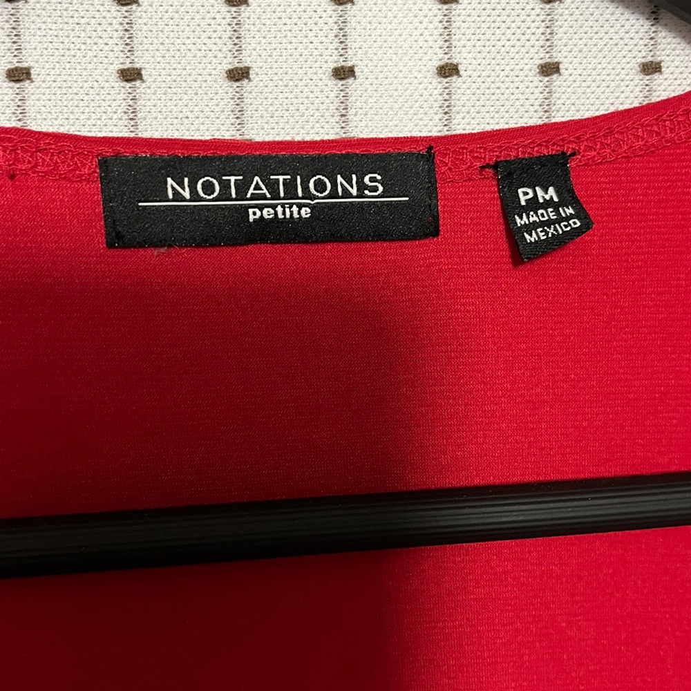 Notations Red Blouse sz Petite Medium - Picture 2 of 3